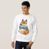 Sweatshirt Fox as nerd with Book & Glasses (Devant entier)
