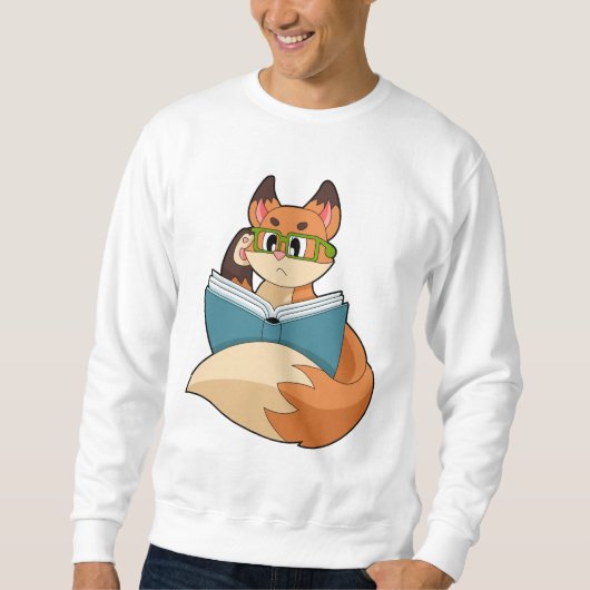 Sweatshirt Fox as nerd with Book & Glasses (Devant)
