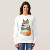 Sweatshirt Fox as nerd with Book & Glasses (Devant entier)