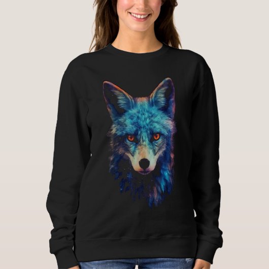 Sweatshirt Fox Blue Animal Fox (Devant)
