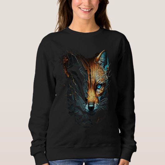 Sweatshirt Fox Blue Eyes Animal Print Fox (Devant)