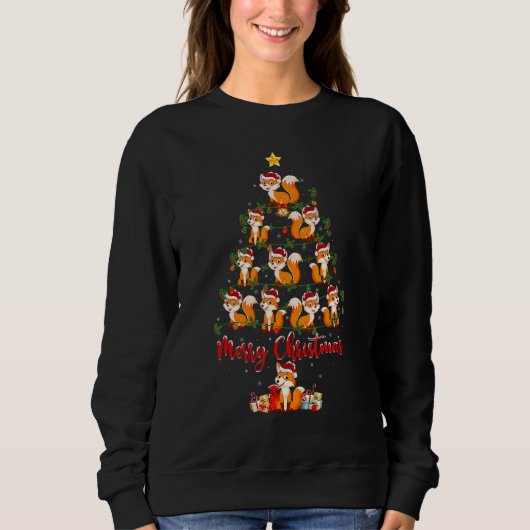 Sweatshirt Fox Christmas Tree Lights Santa Fox Xmas (Devant)