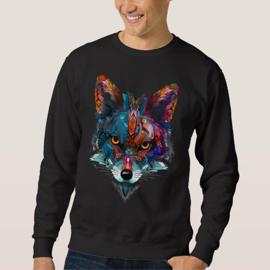 Sweatshirt Fox  Colourful Animal Artwork Fox (Devant)