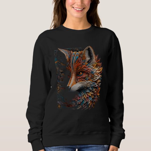 Sweatshirt Fox Fantasy - Art Mandala Artwork Animal Fox (Devant)