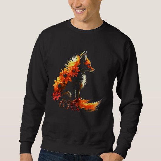 Sweatshirt Fox Flowers - Art Animal Fox (Devant)