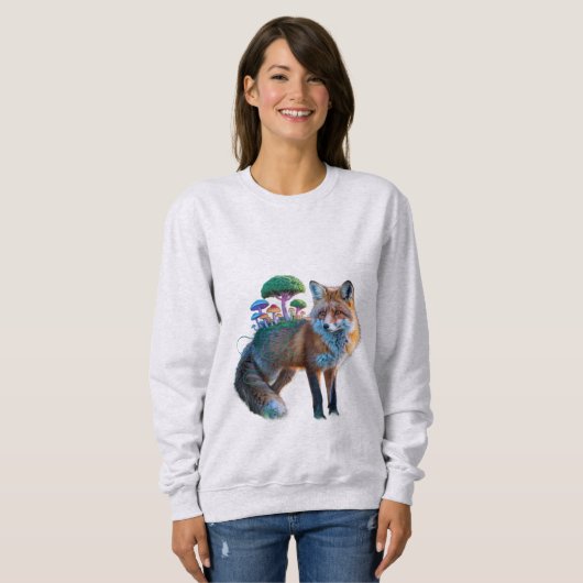 Sweatshirt Fox Forest Fusion – Surreal Nature Art (Devant entier)