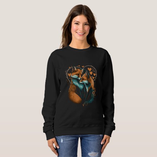 Sweatshirt Fox Fox in love Valentine's Day (Devant entier)