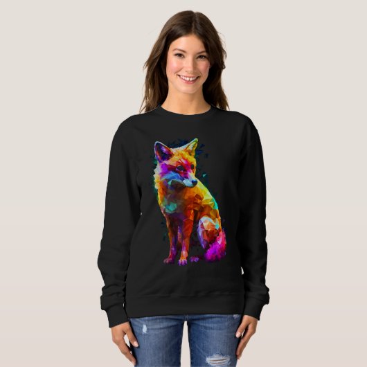 Sweatshirt Fox Polygon Colourful  Animal  Animal Fox (Devant entier)