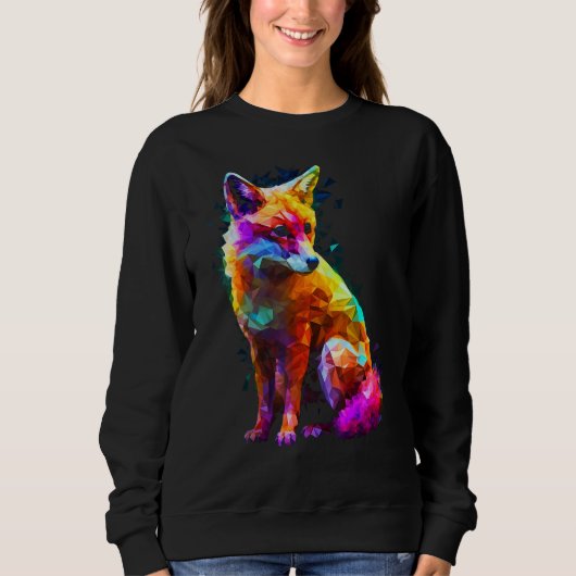 Sweatshirt Fox Polygon Colourful Animal Animal Fox (Devant)