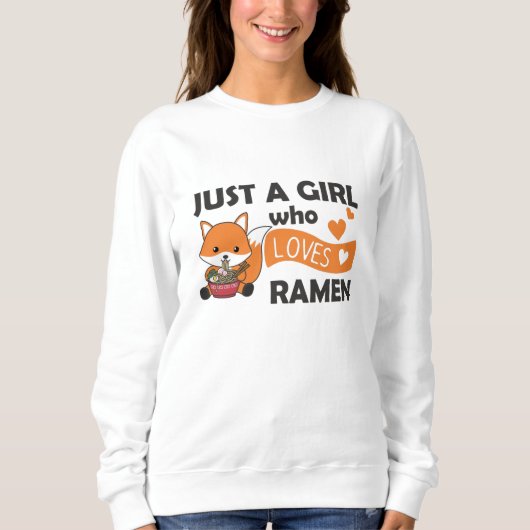 Sweatshirt Fox Ramen Animaux sucrés mangeant des pâtes (Devant)