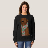 Sweatshirt Fox Red Lab avec Écharpe de Noël (Devant entier)