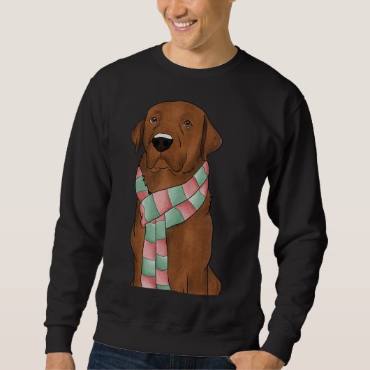 Sweatshirt Fox Red Lab avec Écharpe de Noël (Devant)
