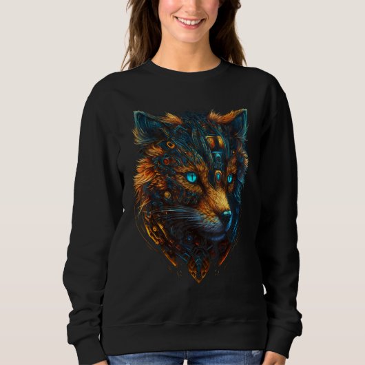 Sweatshirt Fox Robot Blue Eyes Animal Art Fantasy (Devant)