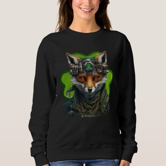 Sweatshirt Fox Shamrock St Patrick s Day Leprechaun Hat Fox (Devant)