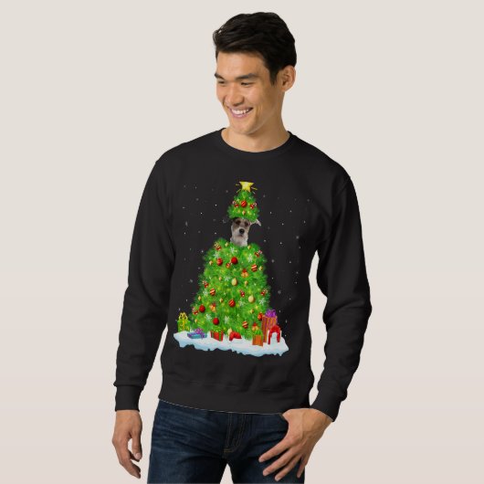 Sweatshirt Fox Terrier Xmas Lighting Tree Drôle Fox Terrier C (Devant entier)