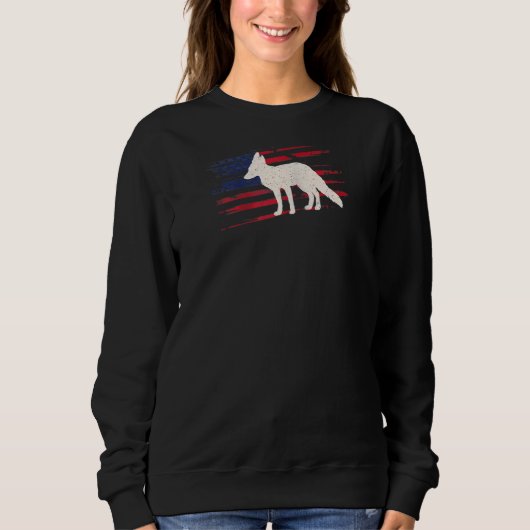 Sweatshirt Fox Us American Flag Prairie 4 juillet Animal Us (Devant)