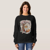 Sweatshirt Fox Vaporwave Under Cherry Blossom Japanese Aesthe (Devant entier)