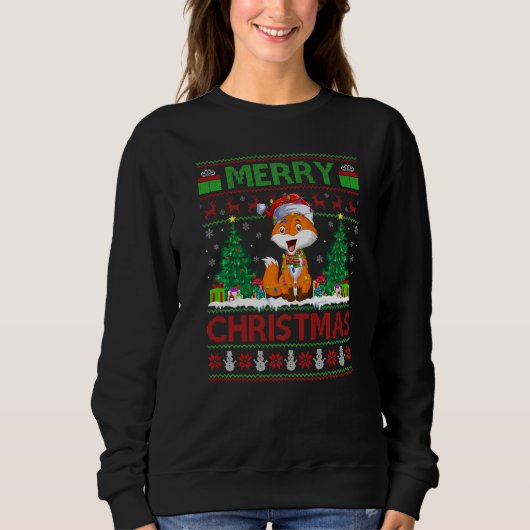Sweatshirt Fox Xmas Tree Lights Ugly Santa Fox Christmas (Devant)