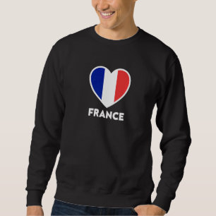 Sweatshirt France Drapeau Coeur Bleu Blanc Rouge