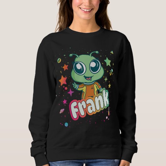 Sweatshirt FRANK - Nom du garçon mignon avec un Alien mignon (Devant)