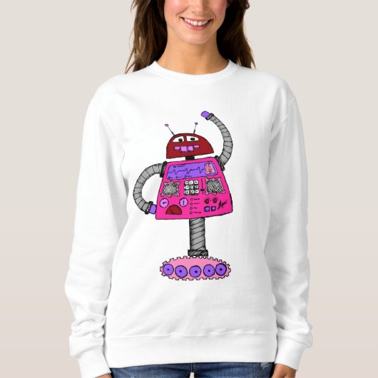 Sweatshirt Frankie Robot : Rose sur blanc (Devant)