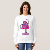 Sweatshirt Frankie Robot : Rose sur blanc (Devant entier)
