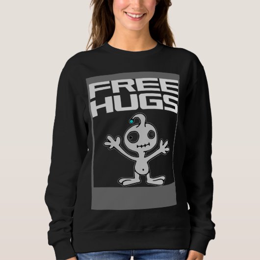 Sweatshirt Free Hugs  Cute Alien Facehugger (Devant)