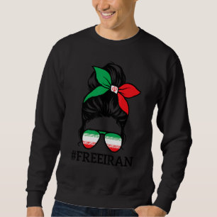 Sweatshirt Free Iran Women Life Freedom Messy Bun Iranian Fla