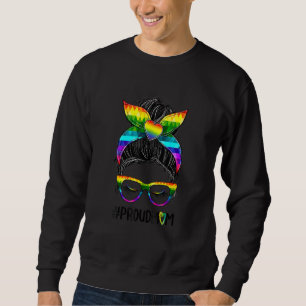 Sweatshirt Free Mom Hugs Leopard Messy Bun Rainbow Lgbt Pride