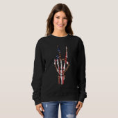 Sweatshirt Freedom Rocks Leopard Red White Blue Skeleton Rock (Devant entier)