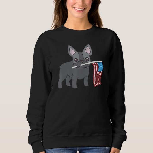 Sweatshirt French Bulldog Avec Drapeau Le 4 Juillet French Bu (Devant)
