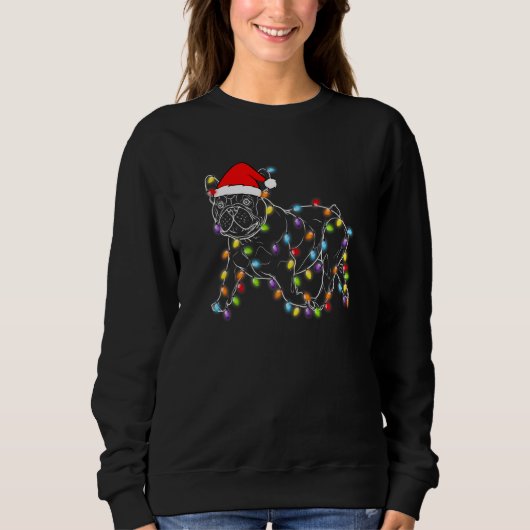 Sweatshirt French Bulldog Dog Tree Christmas Lights Xmas Paja (Devant)