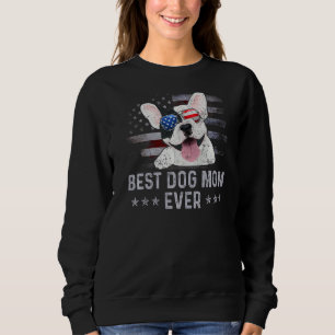 Sweatshirt French Bulldog Maman Vintage Américaine Drapeau Pa