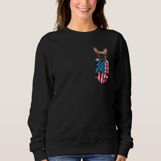 Sweatshirt French Bulldog Pocket 4th of July American Flag Pa (Devant)