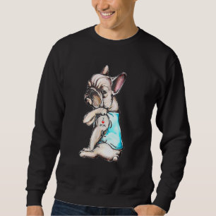 Sweatshirt French Bulldog Tattoo I Love Mom Chien Fête des mè