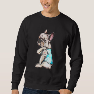 Sweatshirt French Bulldog Tattoo I Love Mom Chien Fête des mè