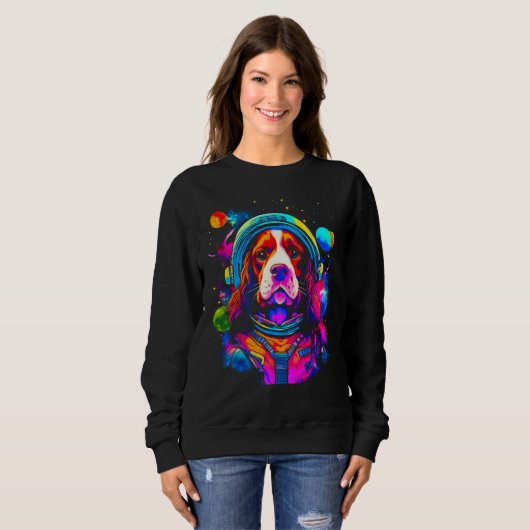 Sweatshirt French Spaniel Dog Space Science (Devant entier)