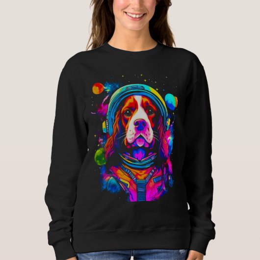 Sweatshirt French Spaniel Dog Space Science (Devant)