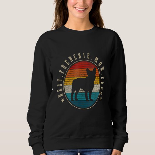 Sweatshirt Frenchie Mom French Buldog Lunettes de soleil Vint (Devant)