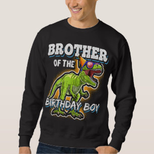 Sweatshirt Frère de l'anniversaire garçon jumelé famille Dino