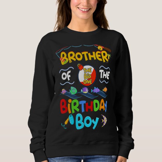 Sweatshirt Frère De L'Anniversaire Pour Garçon Cute Poisson C (Devant)