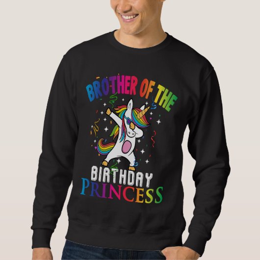 Sweatshirt Frère de l'Anniversaire Princesse Dabbing Unicorn  (Devant)