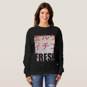 Sweatshirt Fresh Strawberry Milk Japanese Text 90s Retro Vint (Devant entier)