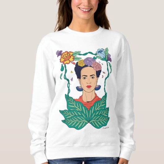 Sweatshirt Frida Kahlo Graphisme du cadre floral (Devant)