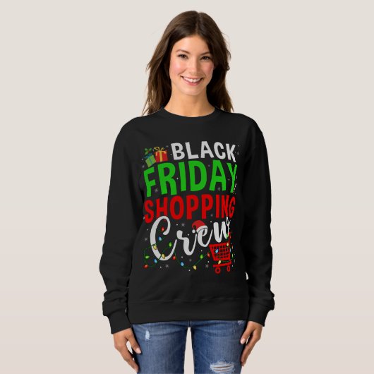 Sweatshirt Friday Shopping Crew Christmas Lights Black Shoppi (Devant entier)