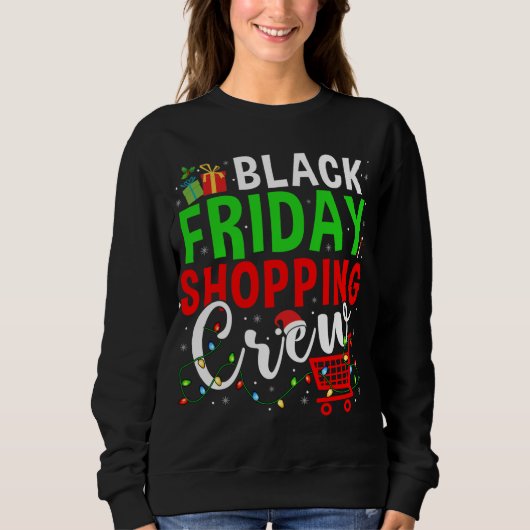 Sweatshirt Friday Shopping Crew Christmas Lights Black Shoppi (Devant)