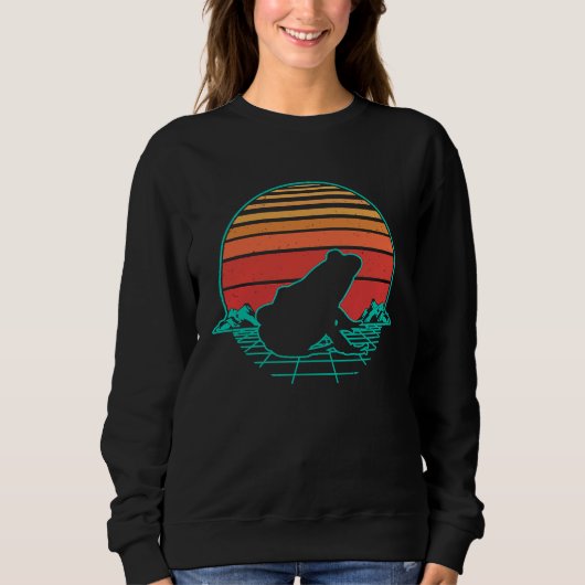 Sweatshirt Frog Sunset Retro Vintage Grid (Devant)