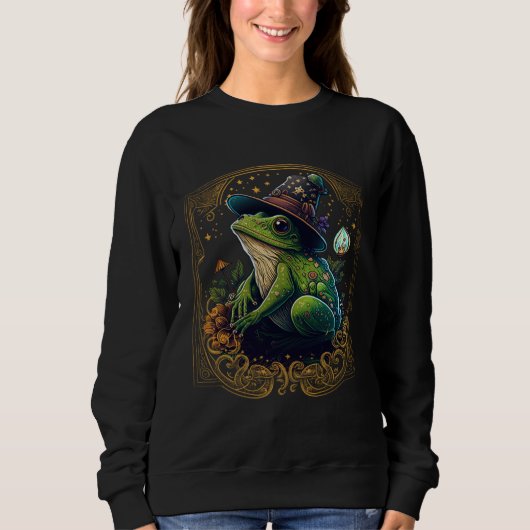 Sweatshirt Frog Tarot Card Goth Emo Occult Astrology Women Gi (Devant)