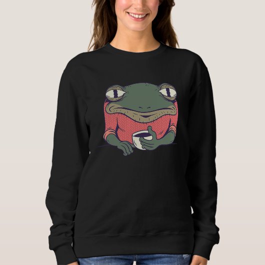Sweatshirt Frog with Coffee Cute Frogs Drink Coffee amphibian (Devant)