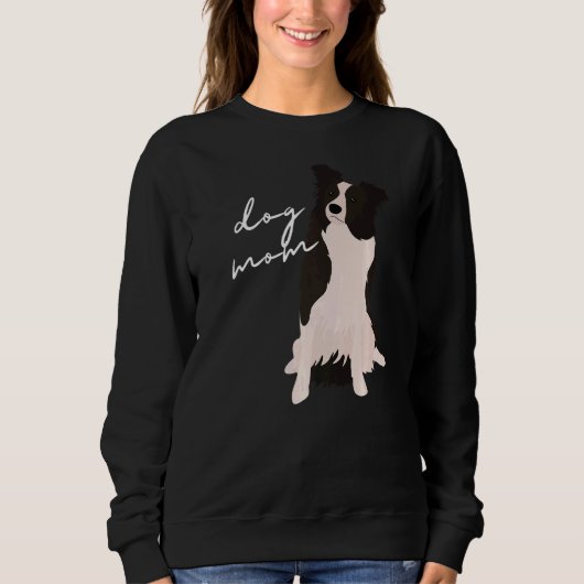 Sweatshirt Frontière blanche et noire Collie Chien Maman Chie (Devant)